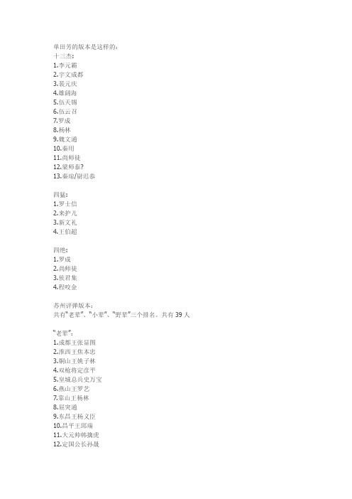 隋唐好汉排名