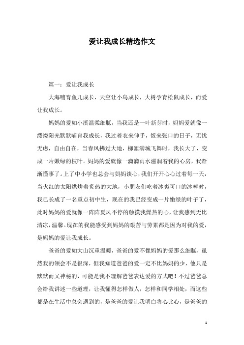 爱让我成长精选作文