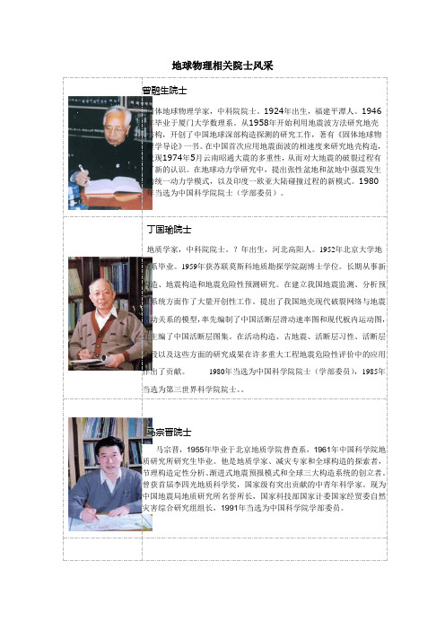 地球物理相关院士风采