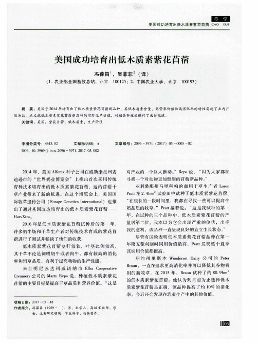 美国成功培育出低木质素紫花苜蓿