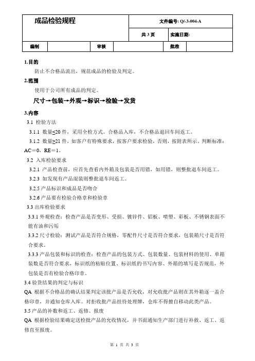 004成品检验规程