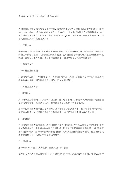 沼气安全生产实施方案