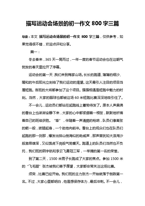 描写运动会场景的初一作文800字三篇