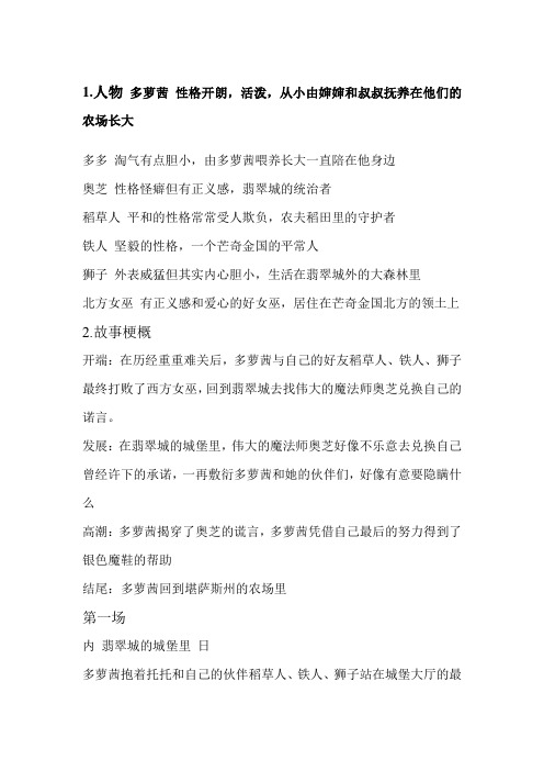 《绿野仙踪》动画剧本