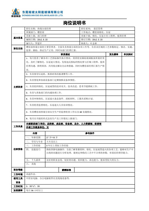 1.1热端分部理-岗位说明书