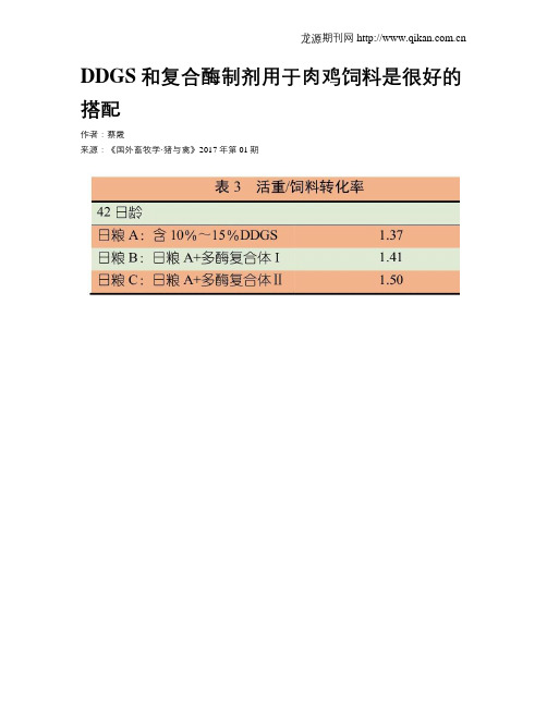 DDGS和复合酶制剂用于肉鸡饲料是很好的搭配