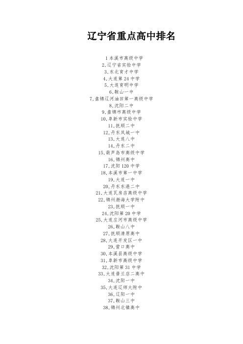 辽宁省重点高中排名