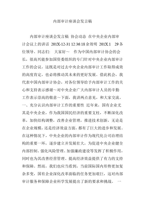 内部审计座谈会发言文稿.doc