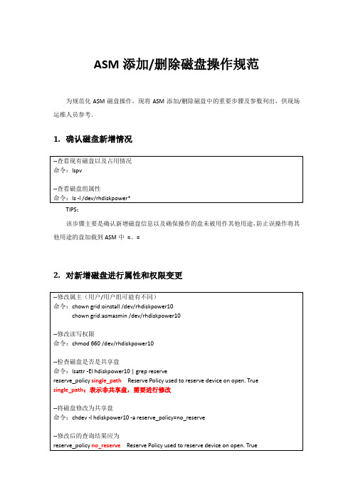 ASM添加删除磁盘操作规范