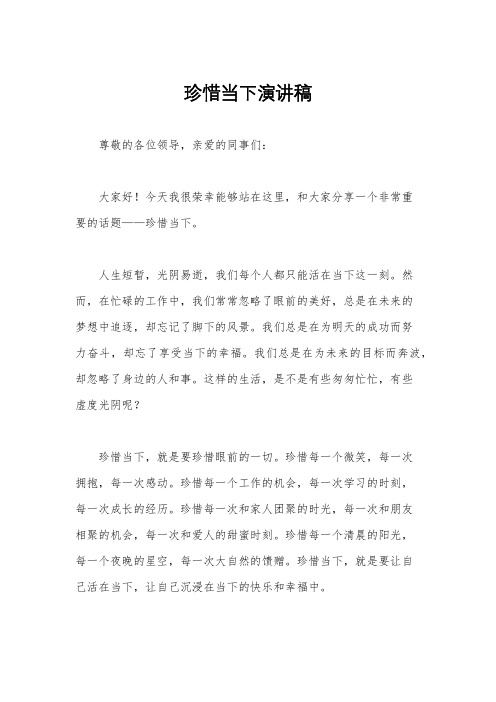 珍惜当下演讲稿