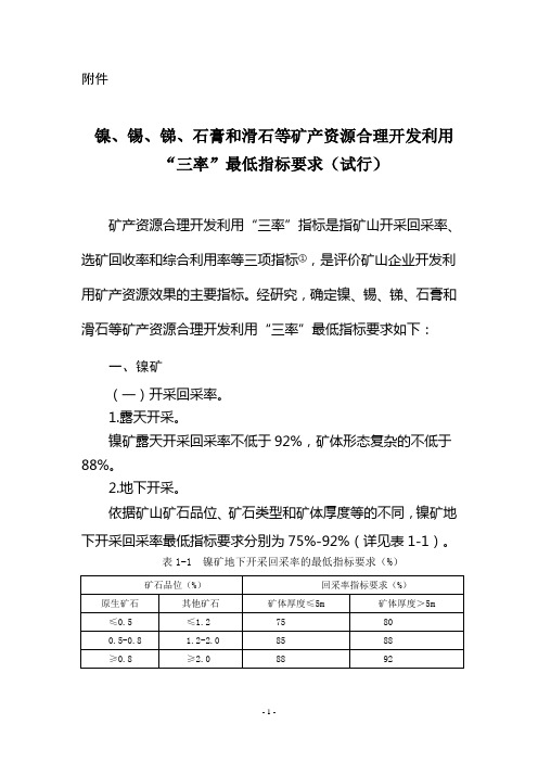 石膏和滑石等矿产资源合理开发利用三率