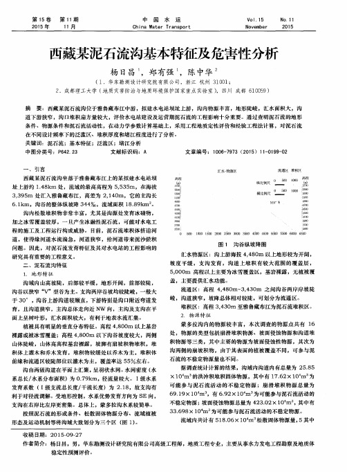 西藏某泥石流沟基本特征及危害性分析