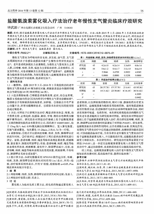 盐酸氨溴索雾化吸入疗法治疗老年慢性支气管炎临床疗效研究