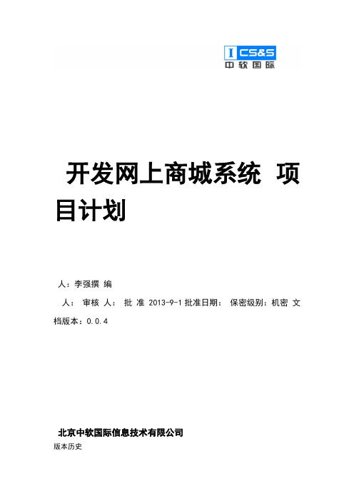 中软国际项目计划