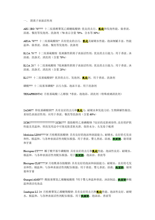 表面活性剂英文缩写及简介