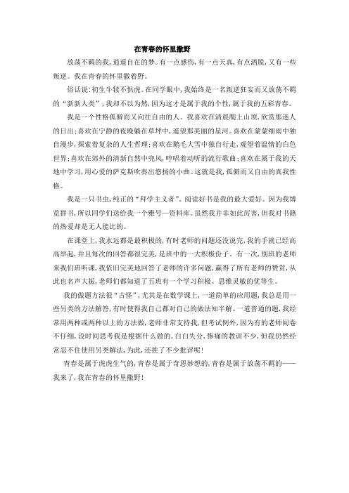 中考满分作文：在青春的怀里撒野
