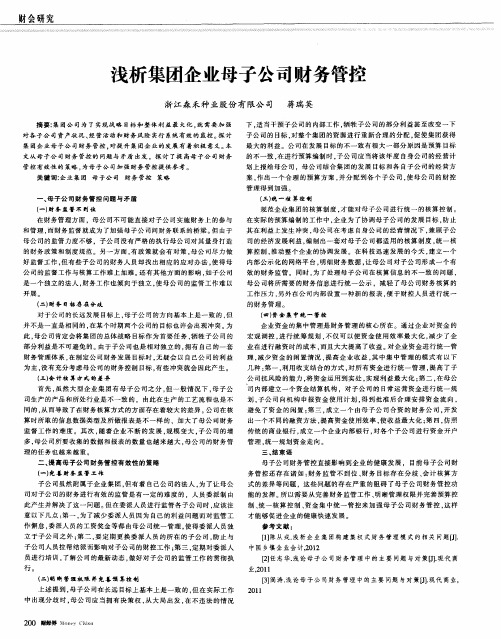 浅析集团企业母子公司财务管控