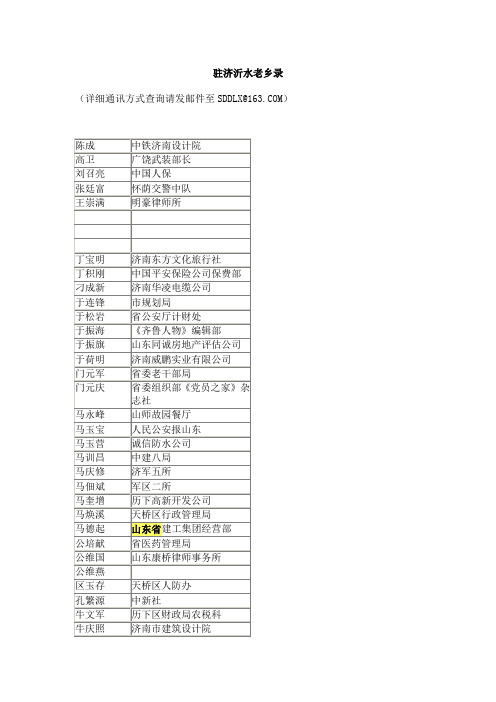 驻济沂水老乡录