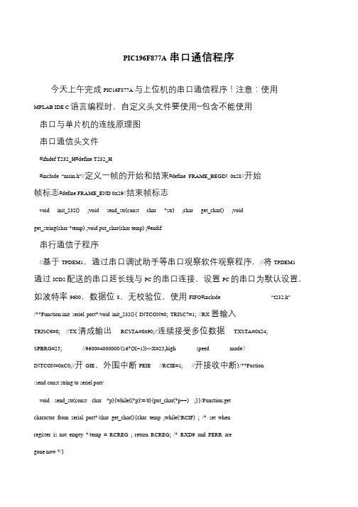 PIC196F877A串口通信程序