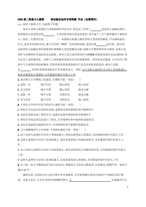 2020届二轮复习人教版 语言综合运用专项突破 作业(全国卷用) (6)