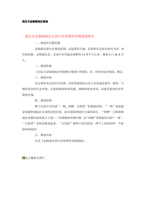 武汉市金银湖地区规划