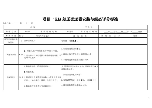 差压变送器安装与组态评分标准及记录