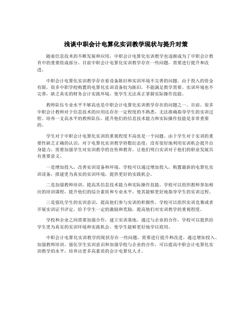 浅谈中职会计电算化实训教学现状与提升对策