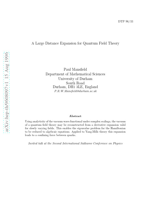 A Large Distance Expansion for Quantum Field Theory