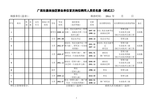 聘用人员花名册(样式3)