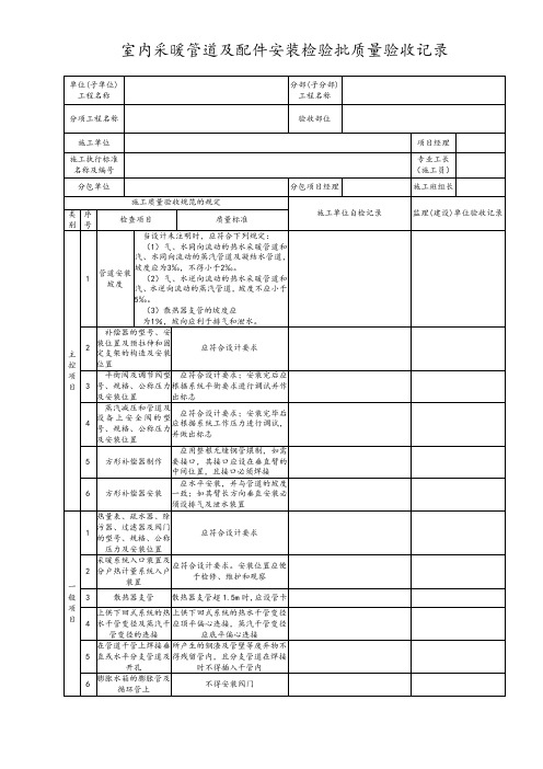室内采暖管道及配件安装检验批质量验收记录 (2)