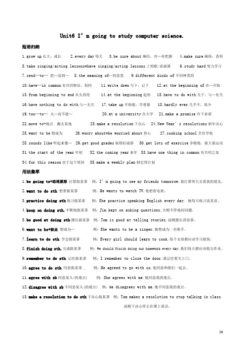 八年上Unit 6 I’m going to study computer science知识点