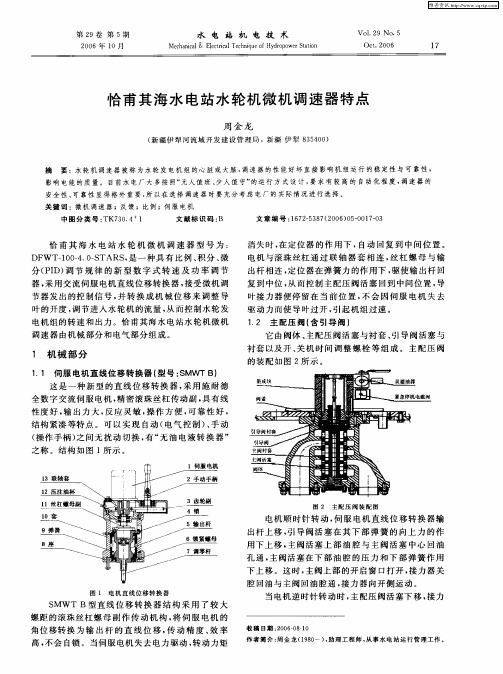 恰甫其海水电站水轮机微机调速器特点