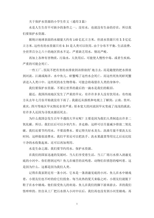 保护水资源的小学生作文(最新)