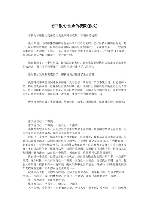 初三作文-生命的极限(作文).doc