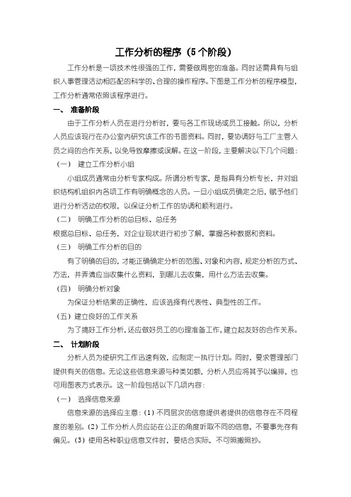 工作分析的程序(5个阶段)
