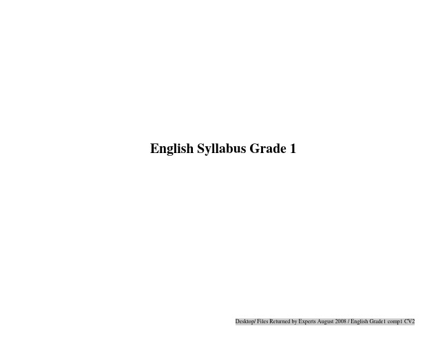 English Syllabus Grade 1 - Ministry of Education
