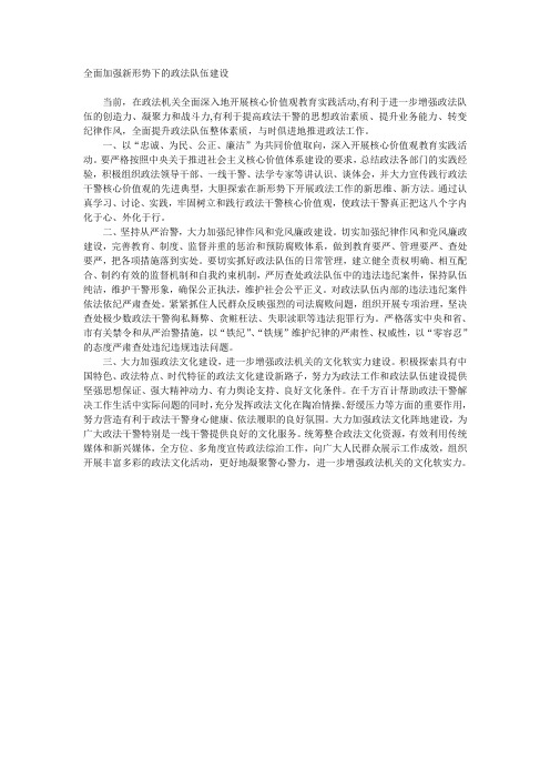 全面加强新形势下的政法队伍建设