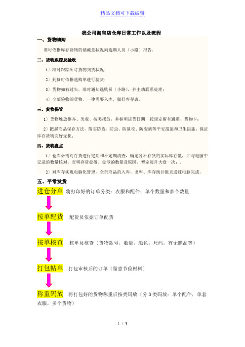 公司淘宝店仓库日常工作流程,仓库商品管理的注意事项