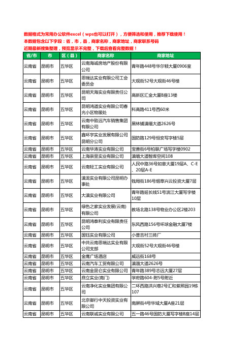 2020新版云南省昆明市五华区实业有限公司工商企业公司商家名录名单黄页联系电话号码地址大全47家