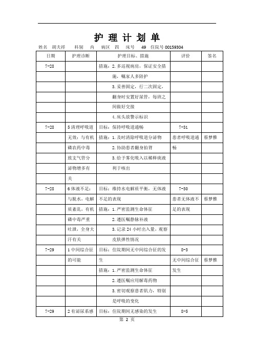 护理计划单2 (2)