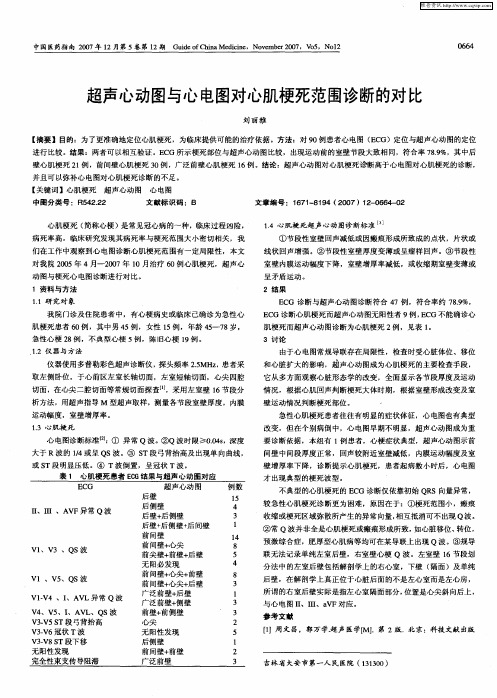 超声心动图与心电图对心肌梗死范围诊断的对比