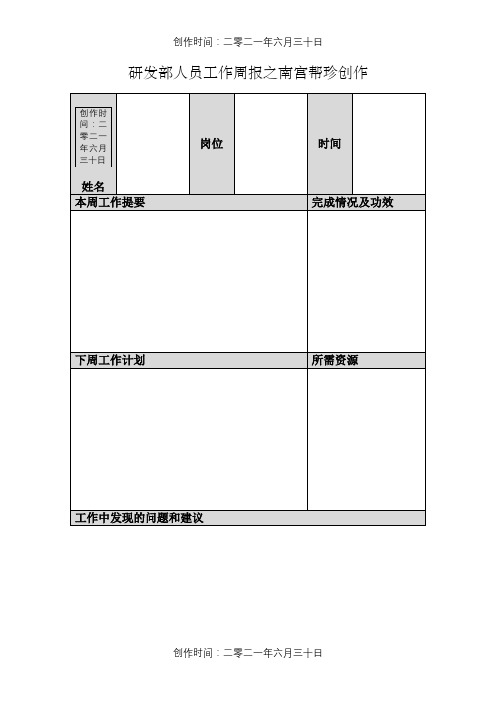 研发部工作周报——模板