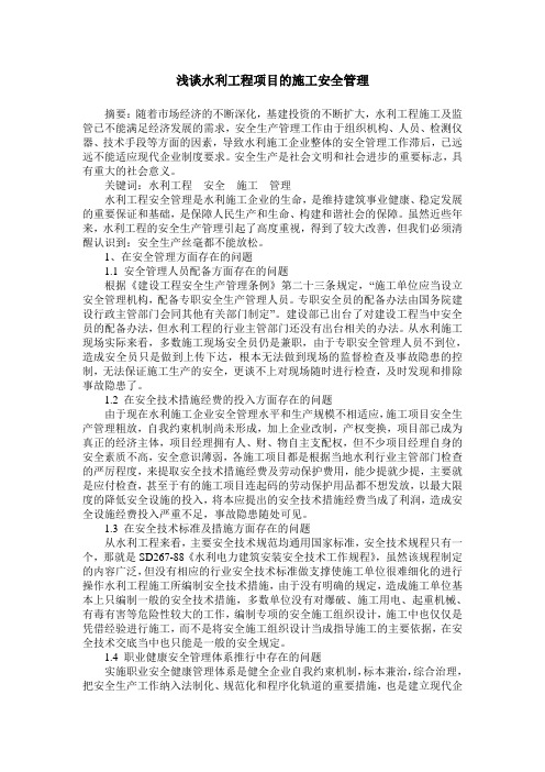 浅谈水利工程项目的施工安全管理