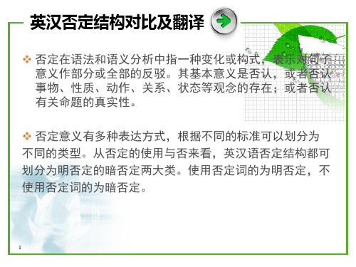 英汉否定结构对比及翻译PPT课件