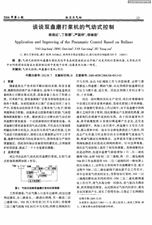 谈谈双盘磨打浆机的气动式控制