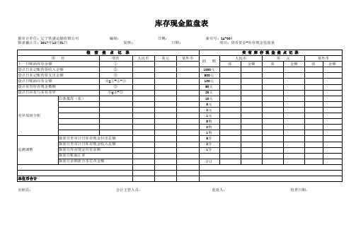 库存现金盘点表