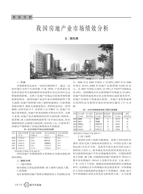 我国房地产业市场绩效分析