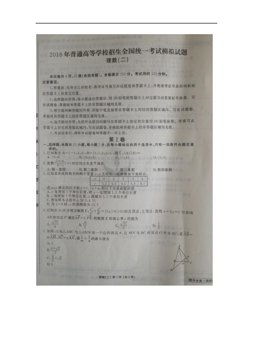 (衡水金卷)2018年普通高等学校招生全国统一考试模拟数学试题二 理(扫描版)