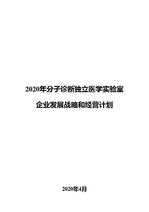 2020年分子诊断独立医学实验室企业发展战略和经营计划