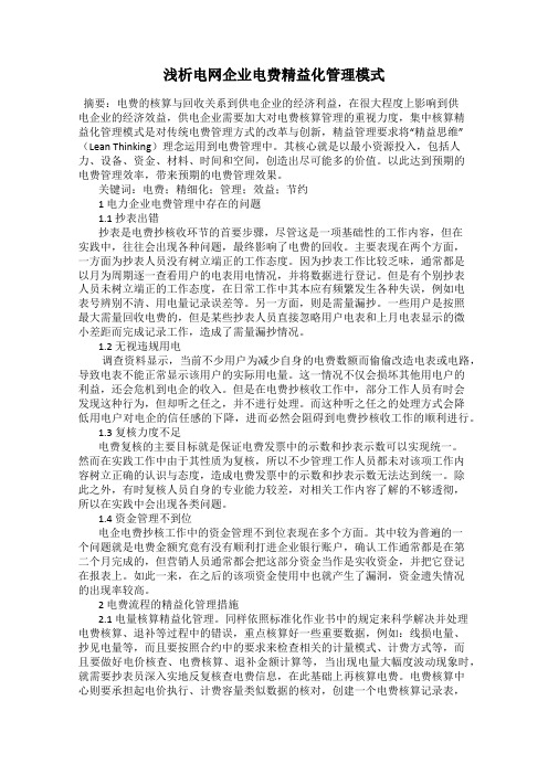 浅析电网企业电费精益化管理模式